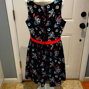 XL sourpuss dress with birds and flowers
